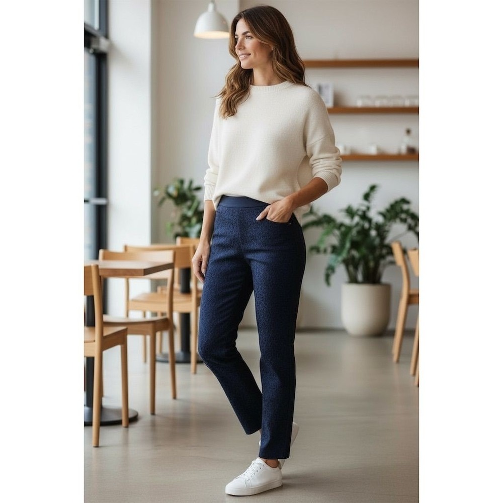 Dennis Basso Women's Size‎ 10 Navy Blue Textured Dress Pants